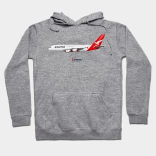 Illustration of Qantas Airways Airbus A380 Hoodie